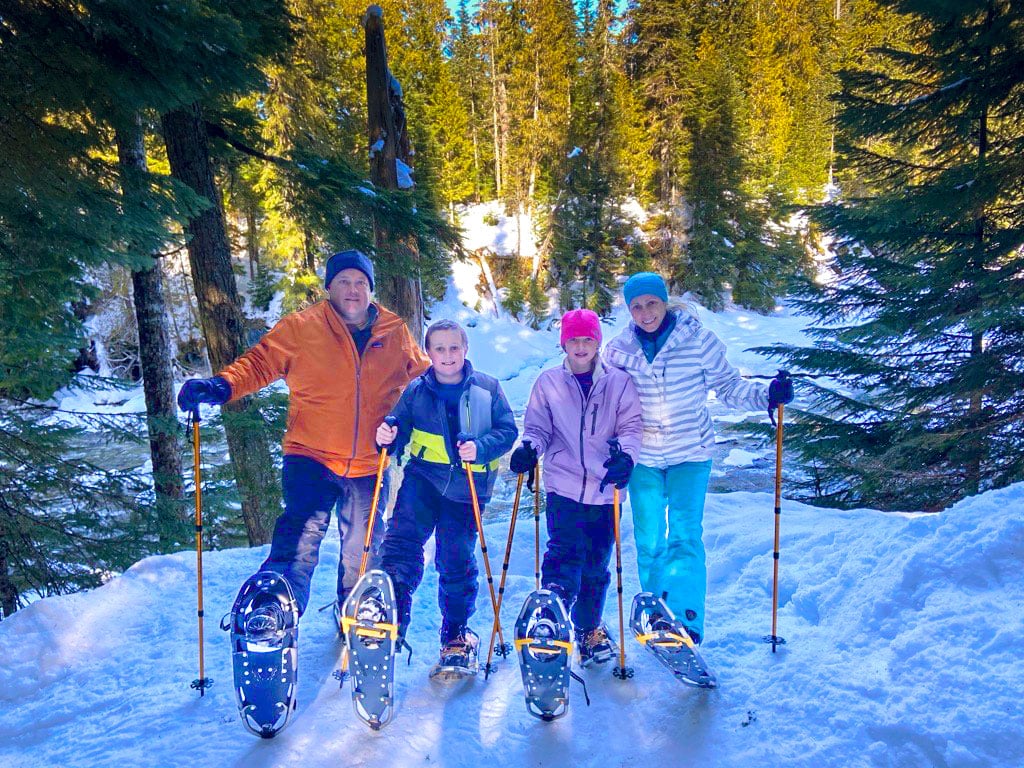 Dr. Harris and family snowshoeing
